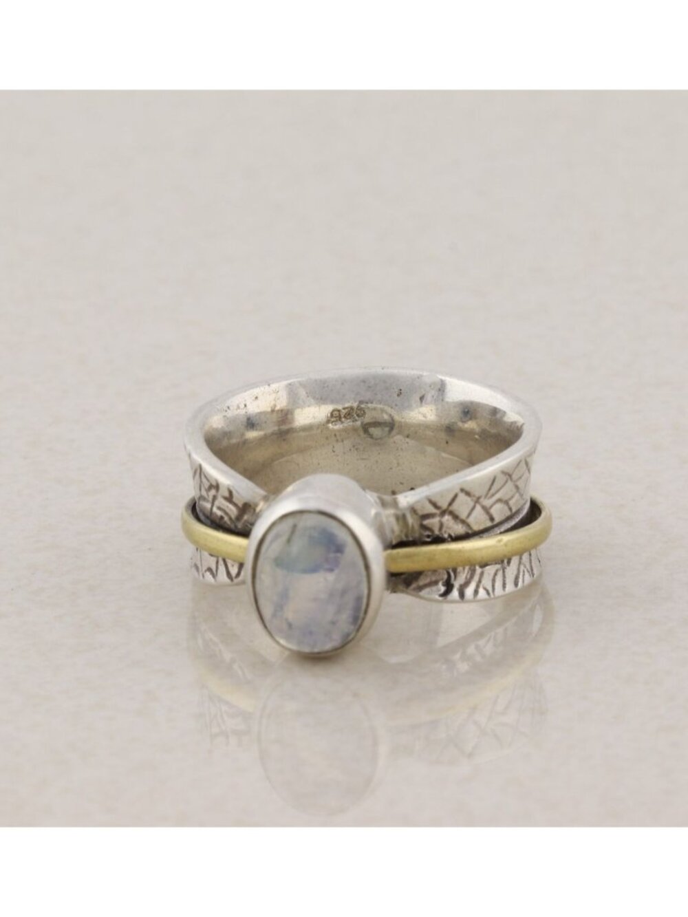 Sterling Silver Rainbow Moonstone Ring Size 5 Woman Teen Child Pinky - Picture 7 of 7